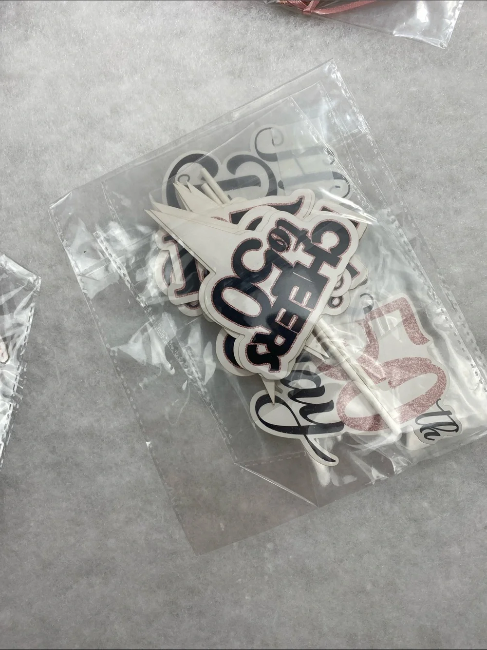 50th Birthday Party Supplies Set - Rose Gold and Black